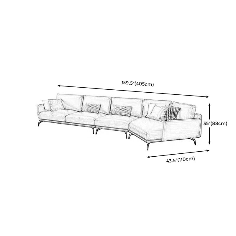 Mid-Century Modern Square Arm Sectional Sofa 34.65"H Cushion Back Sofa, Orange