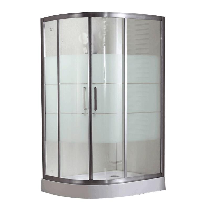 Round Shower Kit Double Sliding Tempered Glass Shower Enclosure