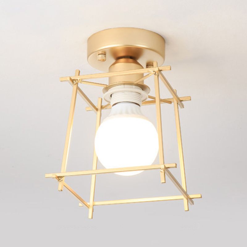 Single Modernism Golden/Black Flush Mount Lighting Metal Ceiling Light for Bedroom