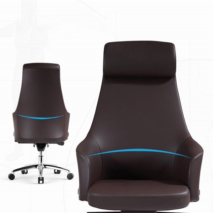 Contemporary Desk Chair Padded Arms Leather Advanced Office Chair