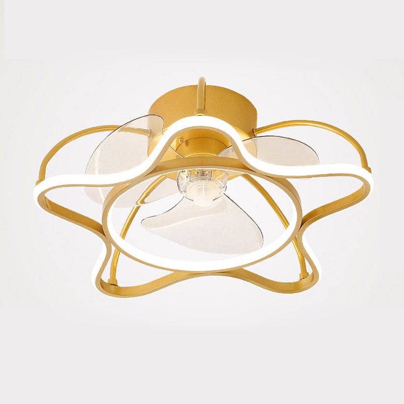 Cartoon LED Flush Mount Fans Lampe Geométrique Semi Flush Plafond Lightture avec ombre en métal