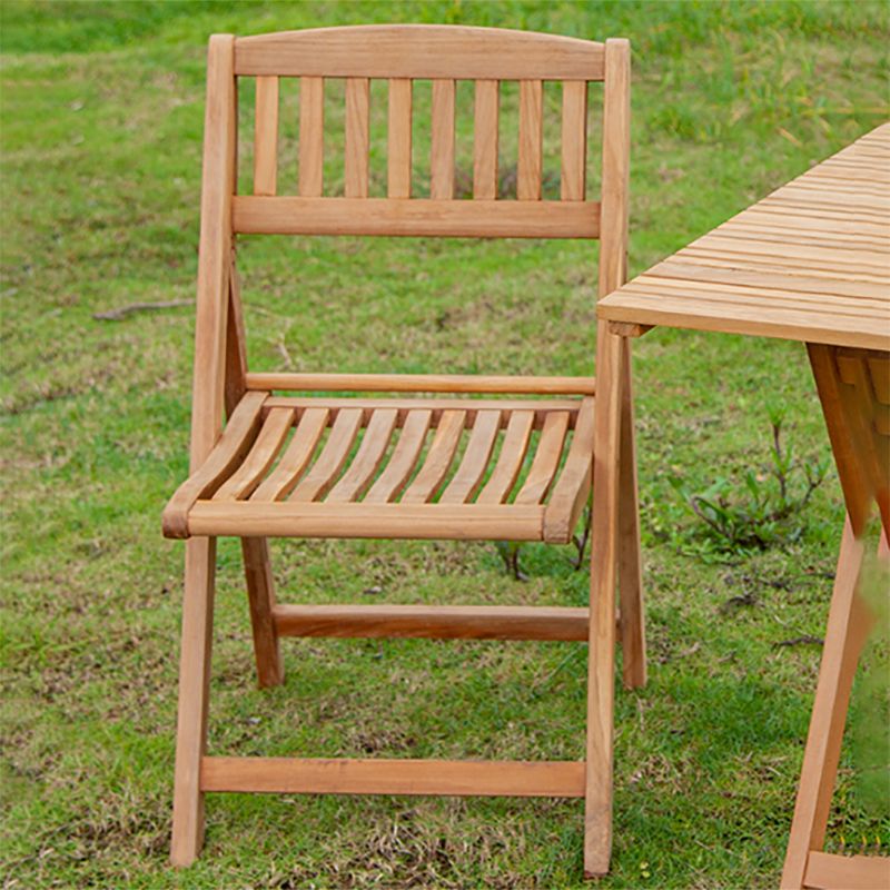 Modern Outdoor Bistro Chairs Solid Wood Armles Folding Patio Dining Chair