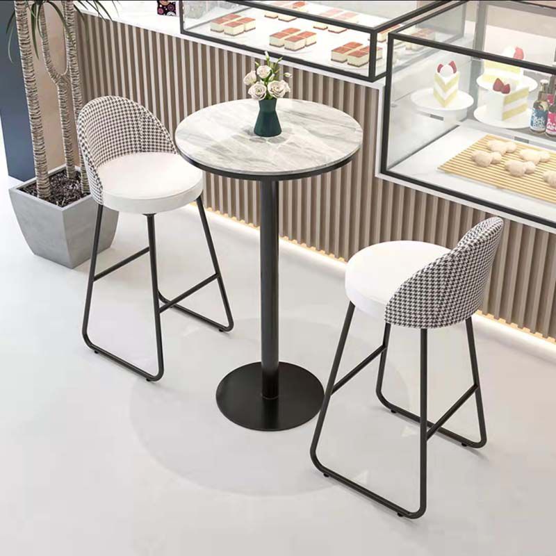 Tabla de barra de metal industrial 23.6 "Mesa de bistro de pedestal de mármol redondo para cafés para café