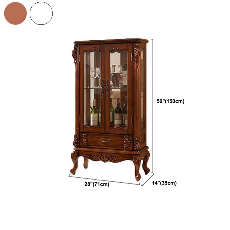 Traditional Birch Curio Cabinet Glass Doors Display Cabinet for Bedroom