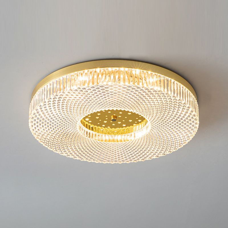 Single Golden Flush Mount Lighting Circle Acrylic LED Ceiling Light