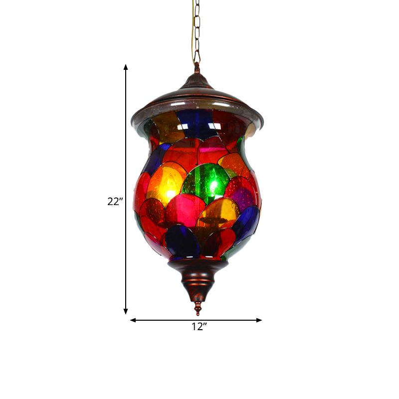 3 lampadine il lampadario rosso lampadario di rame vintage a forma di ampliamento a sospensione del bagno