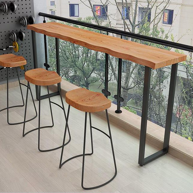 Modern Wood Bar Table with Rectangle Table Top Black Sled Table with 42-inch Height