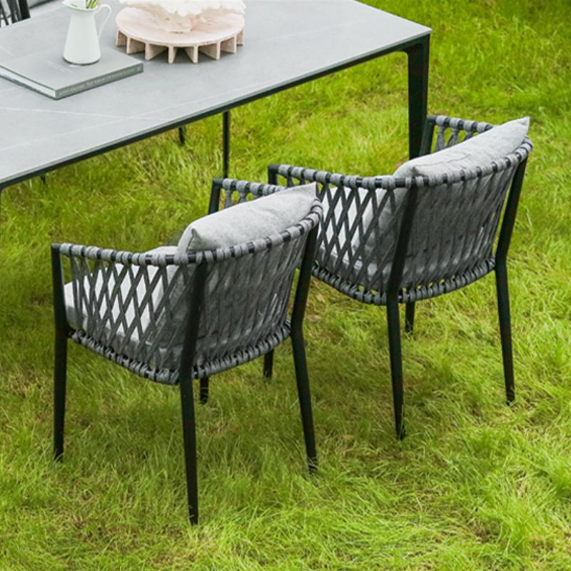 Water Resistant Patio Dining Chair Metal Outdoors Dining Armchairs