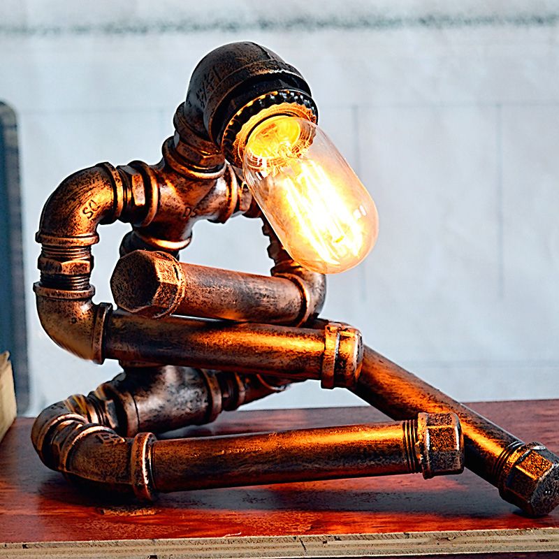 Lampada task robot a gambe di incrocio in metallo 1 Vintage 1 Studio Studio Studio Night Table Light in Rust