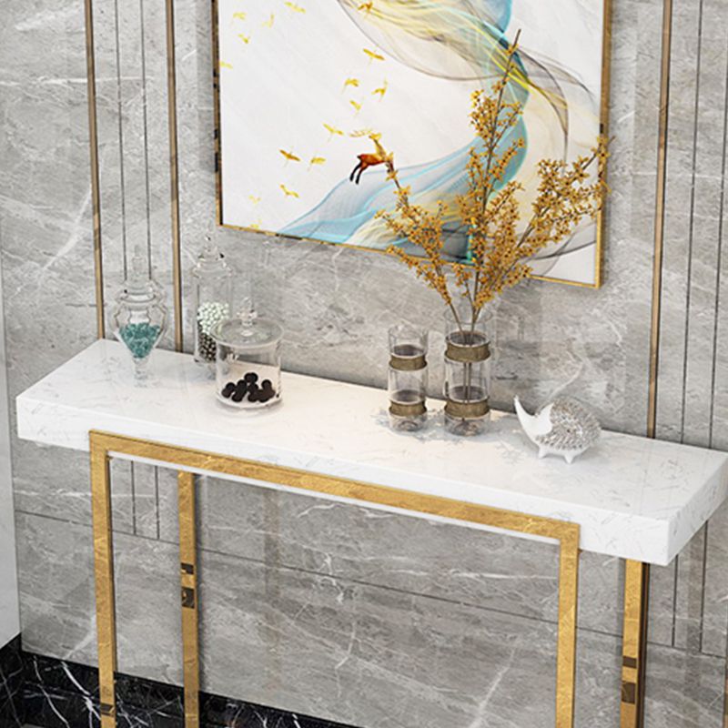 Glam Frame Marble and Stainless Steel Rectangle Scratch Resistant Console