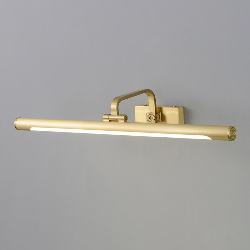 Linear Shade Metal Wall Sconce Modern Style 1- Light Mirror Wall Mount Lighting in Gold