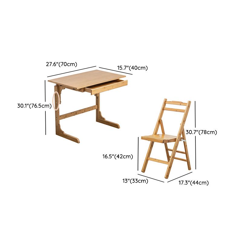 Bamboo Writing Desk School Family Children Liftable Folding Study Table