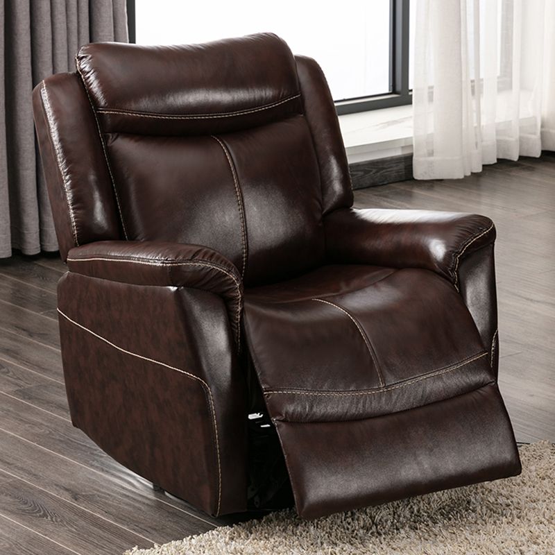 Swivel Rocker Metal Frame Standard Recliner Solid Color Leather Recliner Chair