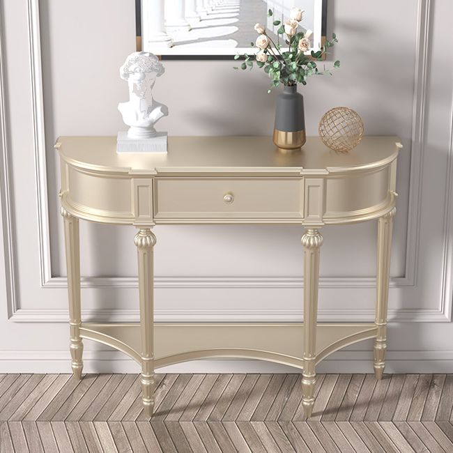 Birch Console Table with 4 Legs and Shelf 34.64" High Accent Table