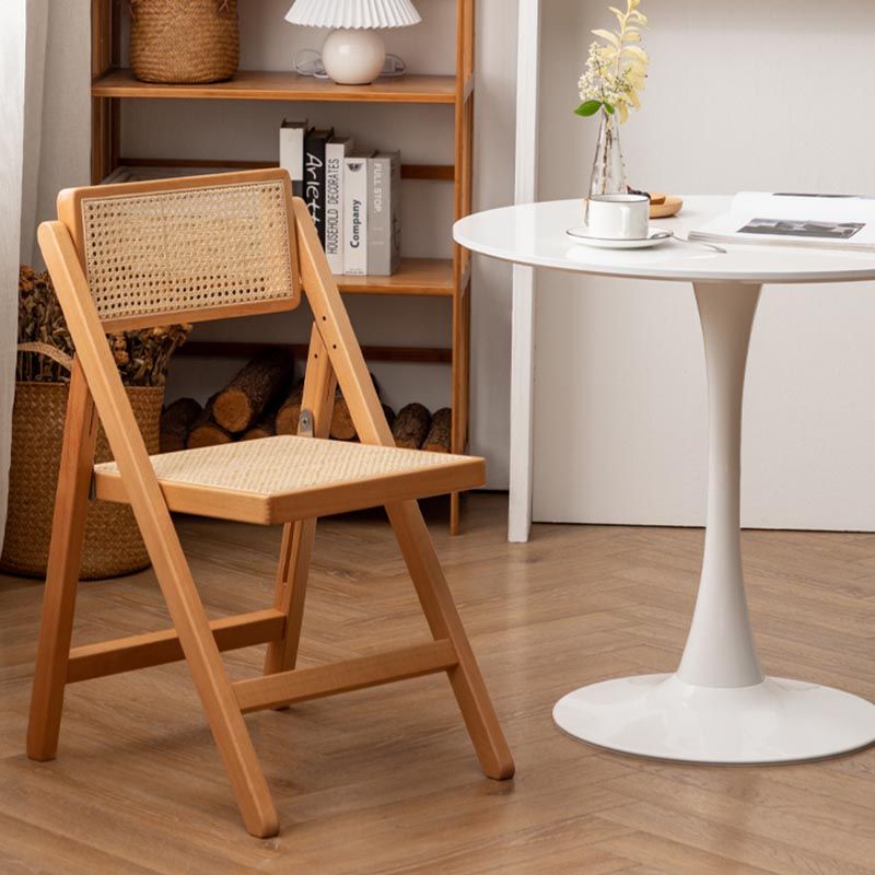 Traditional Folding Rattan Side Chair Wood Dining Side Chair