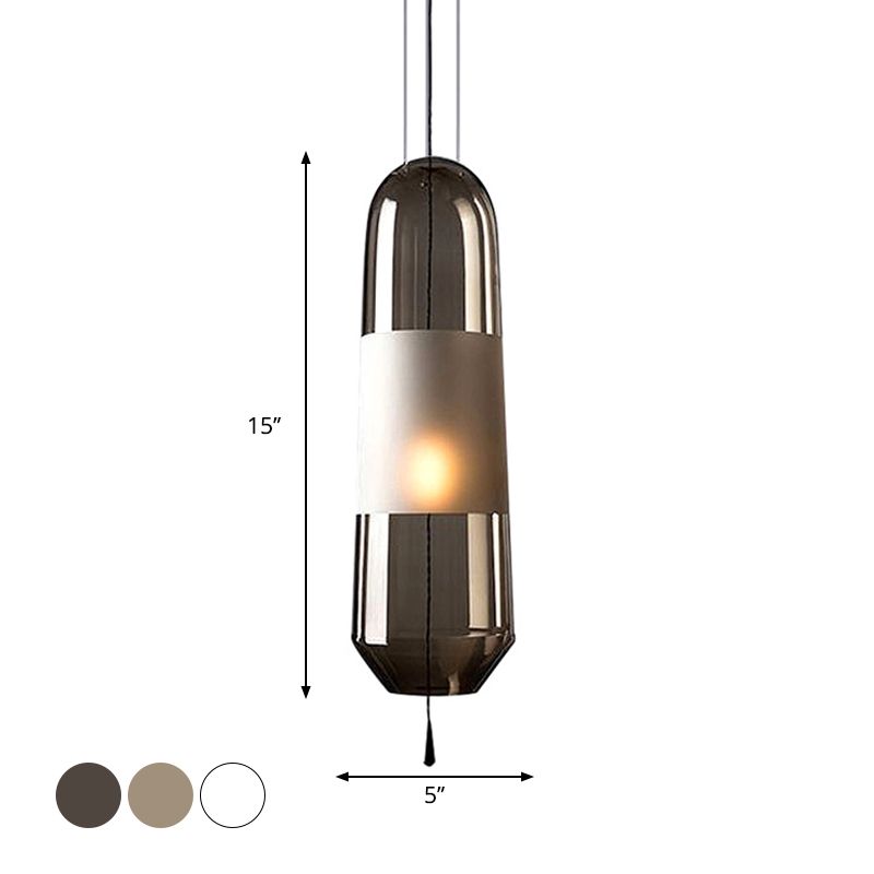 1 lampadina da letto in bulbo giù illuminazione postmoderno ciondolo appeso nero con capsula trasparente/fumo/ombra di vetro ambra