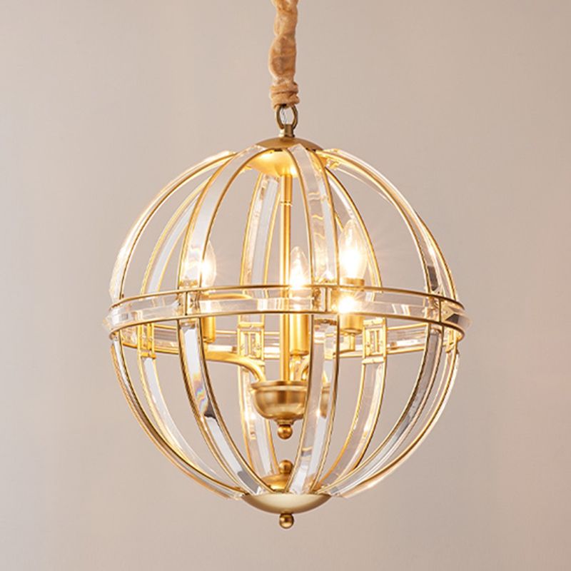 Globe Lantern Pendant Lighting Modern Crystal Dining Room Chandelier Light