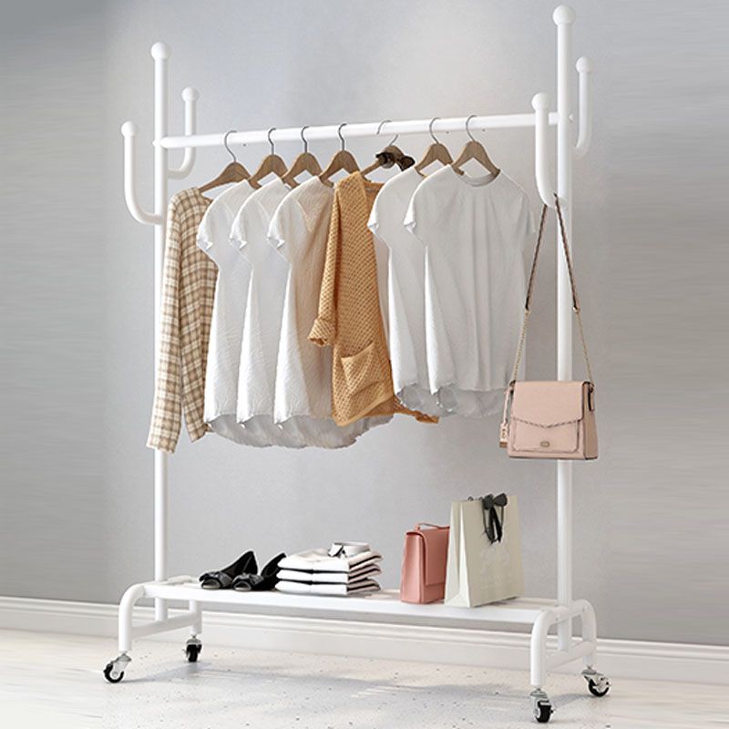 Classic Metal Clothes Hanger Free Standing Hooks Coat Rack with Storage Shelving