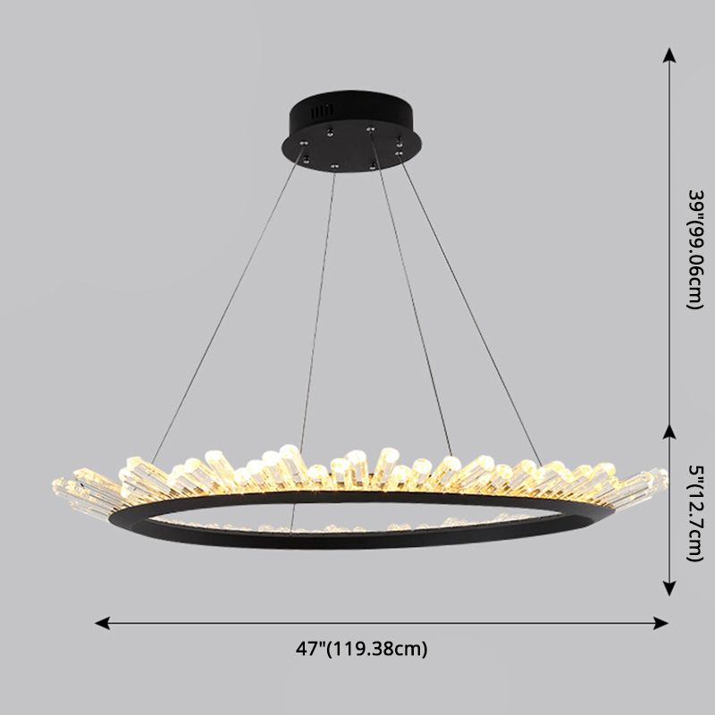 Chandelier LED minimaliste Crystal Stick Stick Room Hanging Light en noir