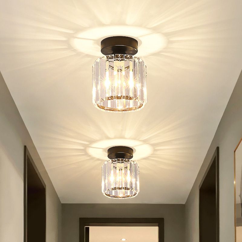 Contemporary Ceiling Lamp Crystal Shade Flush Mount Light Fixture