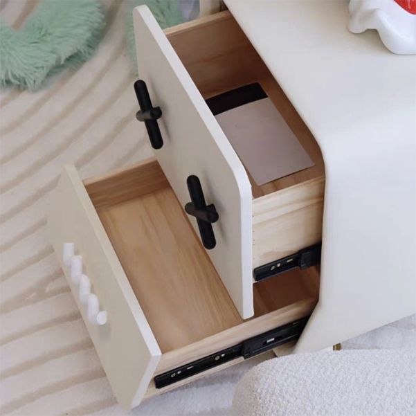 Solid Wood Kids Nightstand with 2-Drawer 19.7" H Cute Kids Bedside Table