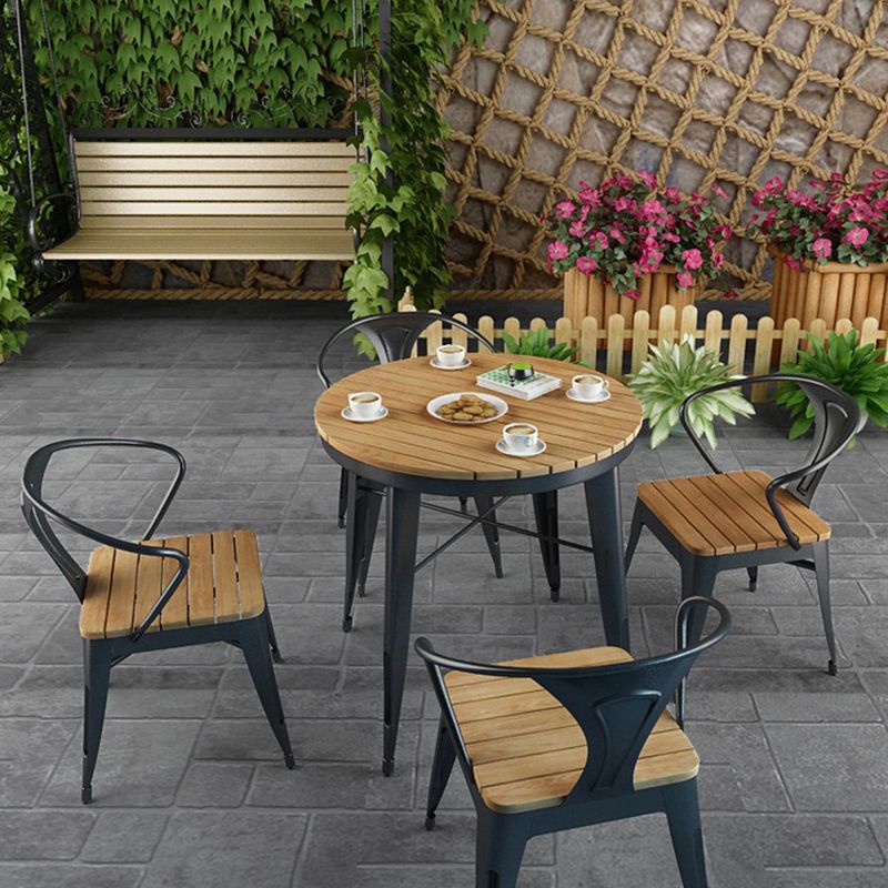 Modern Waterproof Wood Courtyard Table Geometric Outdoor Table