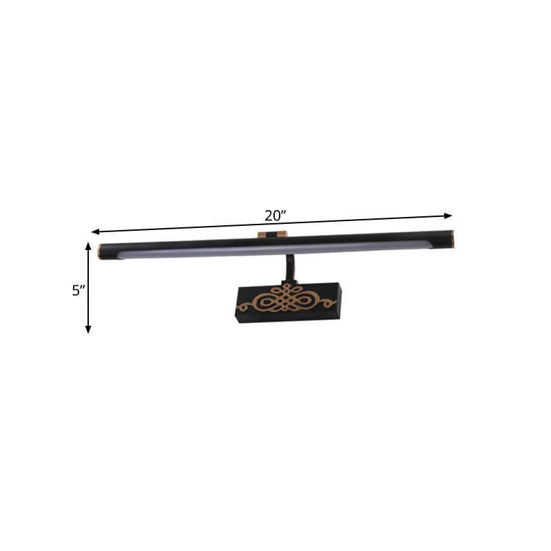 Luz de tocador alargado negro lámpara de apliques de baño de baño de metal clásico en blanco/cálido/luz natural, 16 "/20"/24 "L