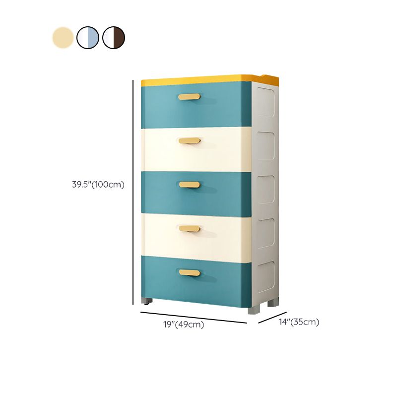 Modern Chest Nursery Dresser Plastic Kids Nightstand with 5 Drawers