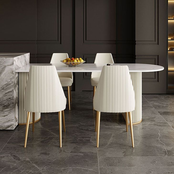 Traditional Luxury Dining Table White Sintered Stone Table for Kitchen