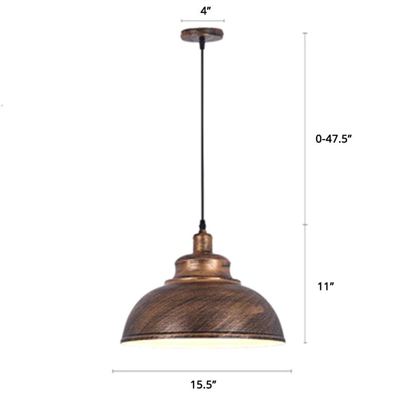 Bowl Shade Restaurant Hanging Lamp Factory Style Metal 1 Head Pendant Ceiling Light