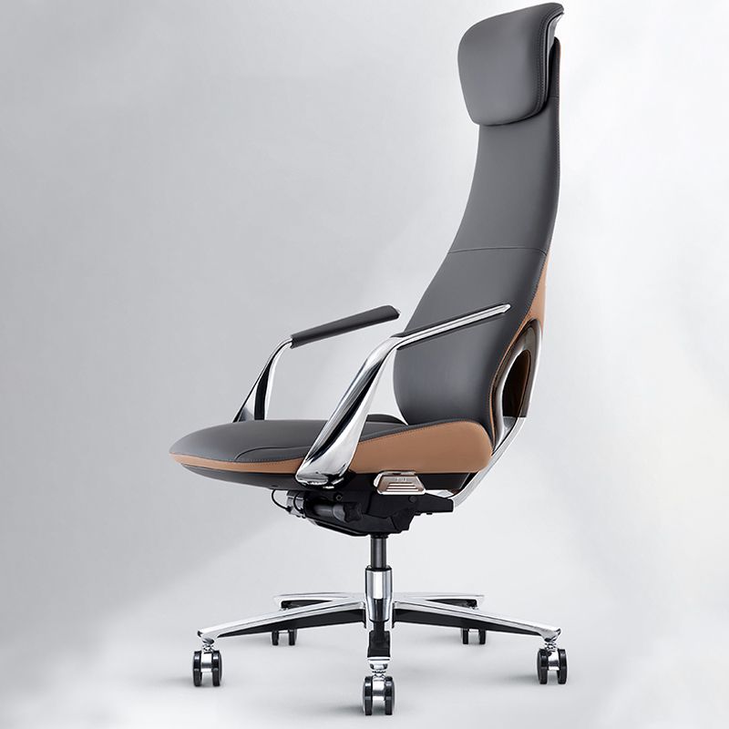 Modern Office Chair Leather Tilt Mechanism No Distressing Ergonomic Chair with Wheels