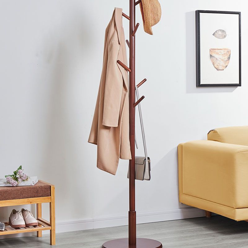 68" Scandinavian Hall Tree Free Standing Solid Wood Coat Rack