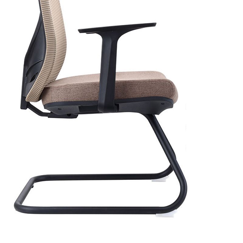 Contemporary Arm Chair Fixed Arms Brown Mid Back Office Chair