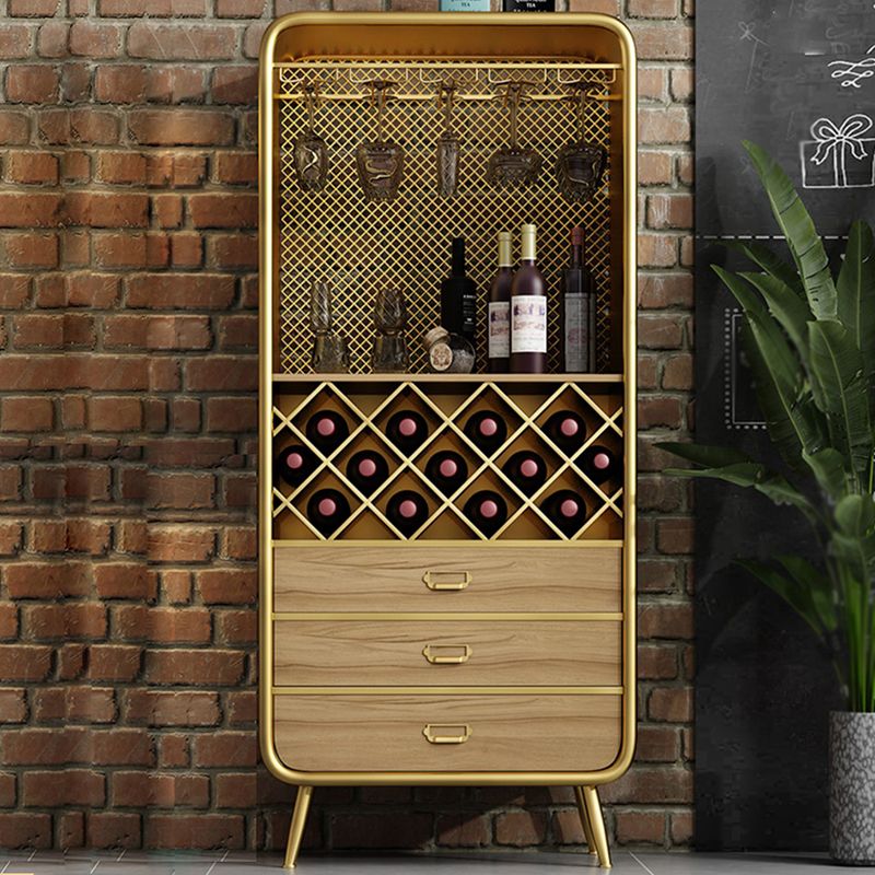 Modern 3-Drawer Wood Sideboard Open Storage Buffet Table with Wine Rack for Living Room