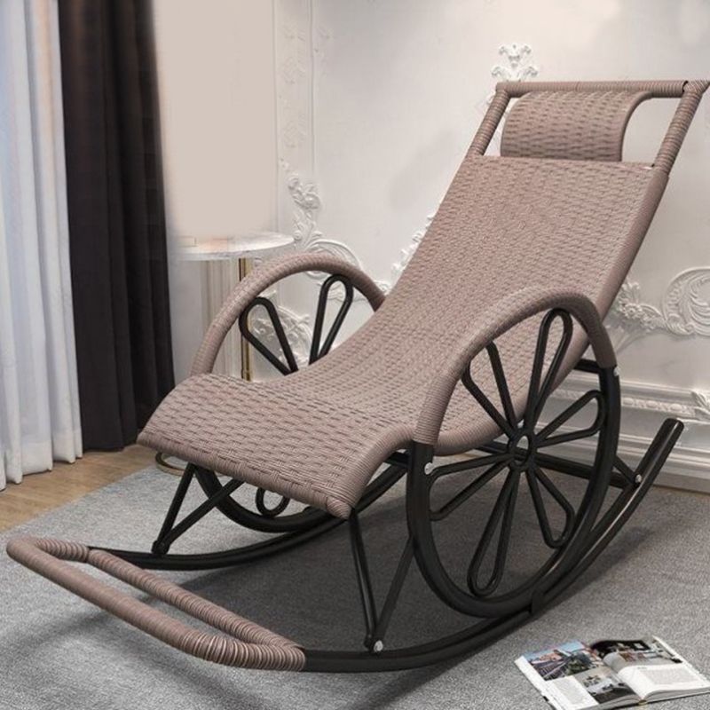 Contemporary Woven Rope Rocker Chair Wicker Rocking Chair for Home Decor