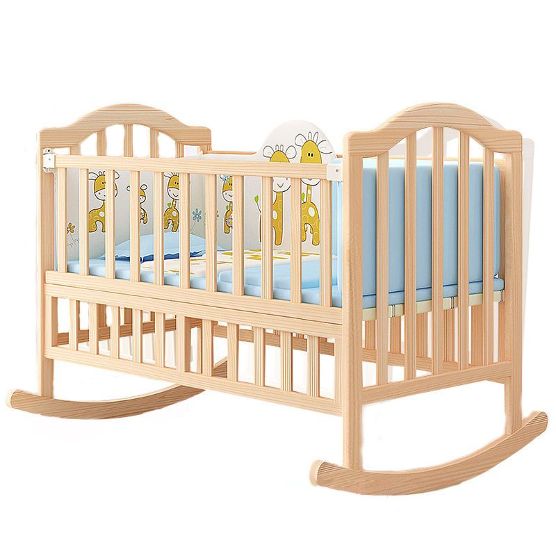 Scandinavian Baby Crib Wood Toddler Guard Rails Included Nursery Bed