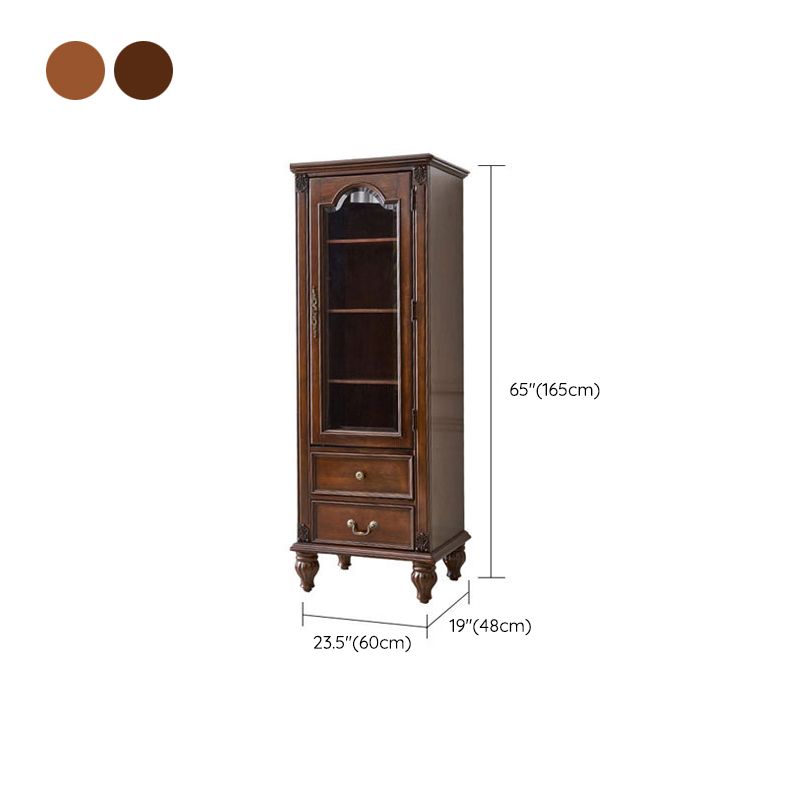 Traditional Display Stand Rubberwood Hutch Cabinet for Living Room