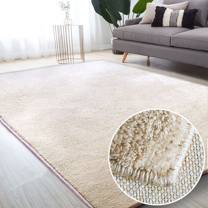 Grey Pure Color Area Rug Polyester Area Carpet Easy Care Washable Rug for Home Decor