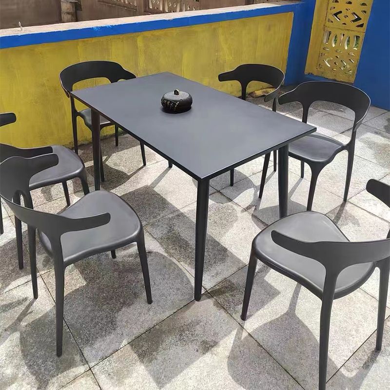 Modern Metal Dining Table Rectangle Outdoor Table with 4 Legs