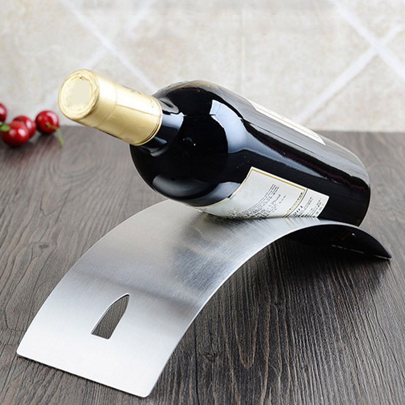 Countertop Wine Rack Metal Silvery Wine Bottle Rack for Living Room