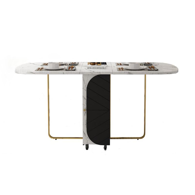 Mesa de comedor de piedra sinterizada moderna rectángulo blanco de cabecera 59 "Mesa de comedor