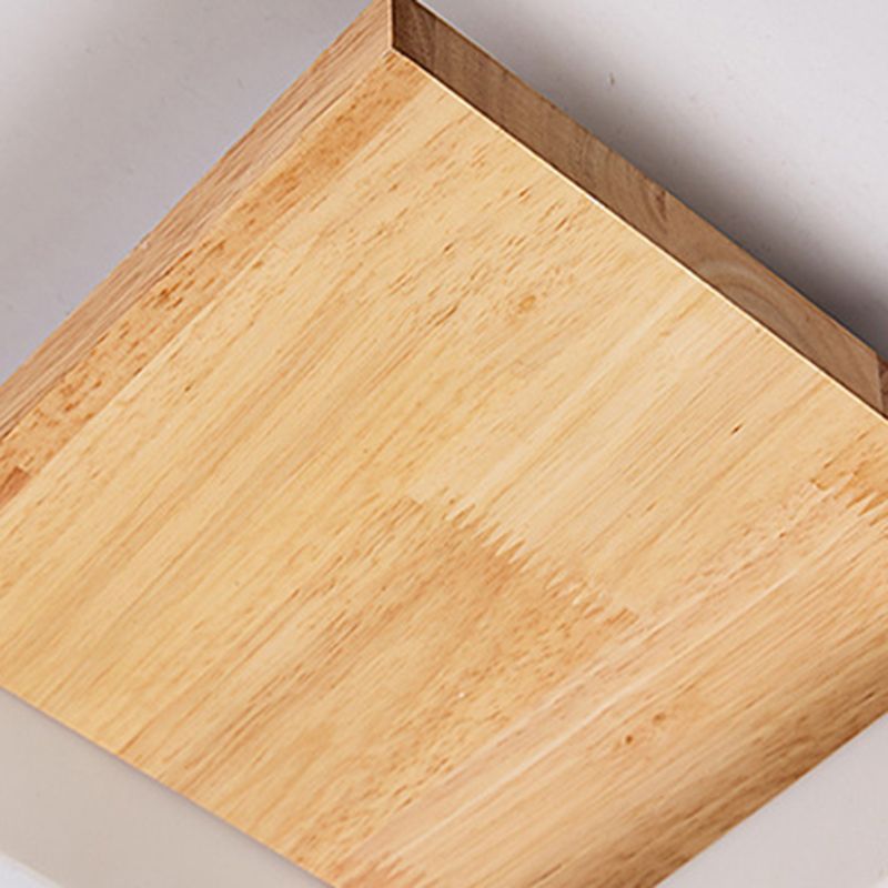 Modern Style Square Shape Flush Mount Wood Ceiling Light for Bedroom