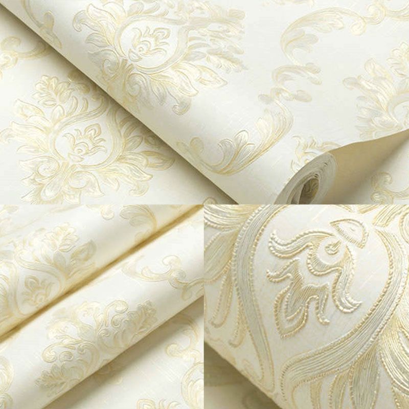 European Wallpaper Pastel Color 3D Visual Damask Design Wall Covering, Non-Pasted