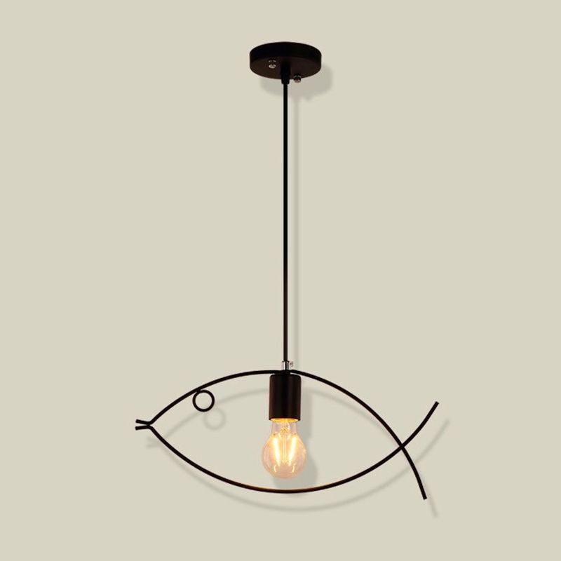 Fish Metal Cipcant Lighting Freeture Sala da pranzo in stile loft Luce a soffitto in nero