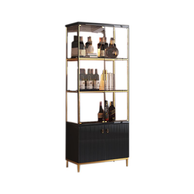 Luxury Stainless Steel Curio Cabinet  Black/ White Display Stand with Glass Doors