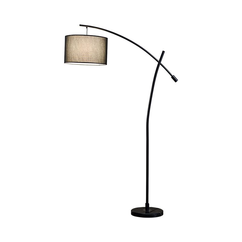 Moderne Trommel stehende Stehlampe Stoff 1 Kopf Wohnzimmerboden Leselampe in Schwarz/Gold/Schwarz und Weiß