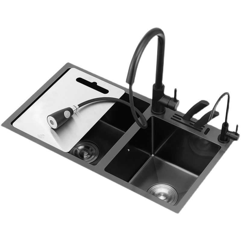 Classic Sink Stainless Steel Double Basin Workstation Sink with Faucet