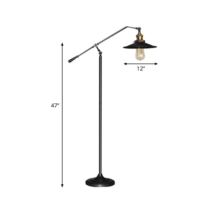 Flared Wohnzimmer Bodenleuchte 1 Kopf Industriestil Bodenlampe in Schwarz/Bronze, 10 "/12" breit