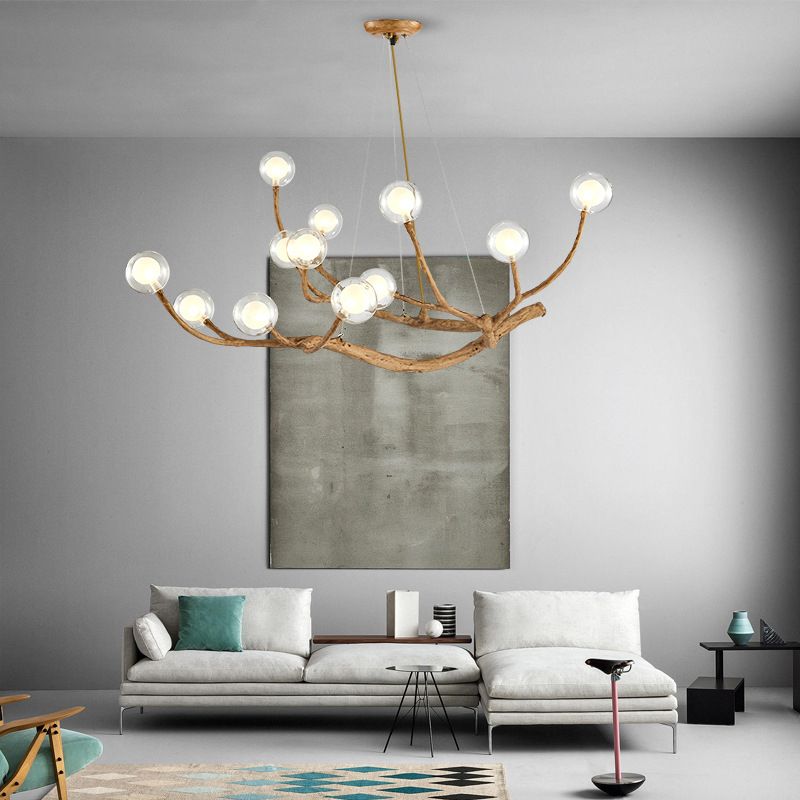 Contemporary Creative Branch Chandelier Pendant Light Clear Glass Ceiling Lights Fixture for Coffee Shop