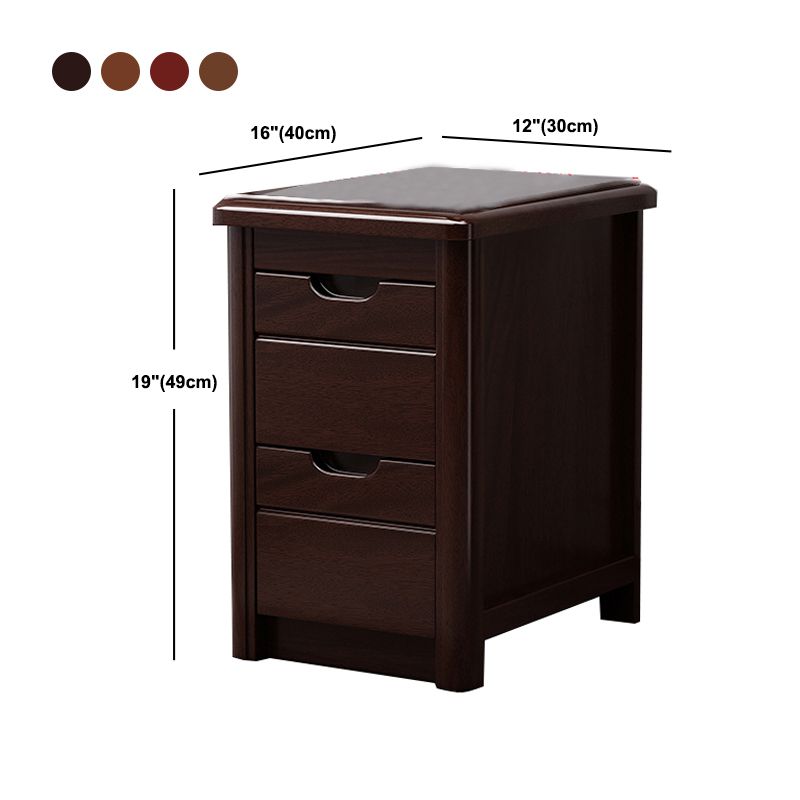 20 Inch H Bed Nightstand Solid Wood 2-Drawer Modern Brown Night Table